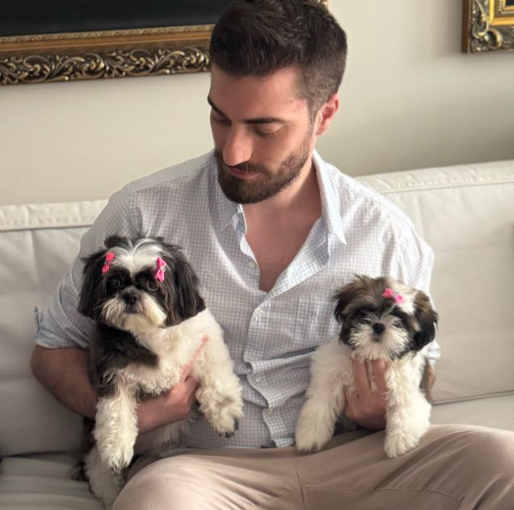 Gianluca Giuliani with his two dogs